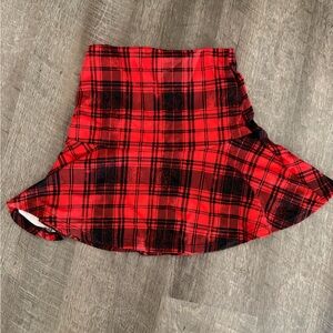 Sans Souci Red Black Asymmetrical Skater Mini Skirt